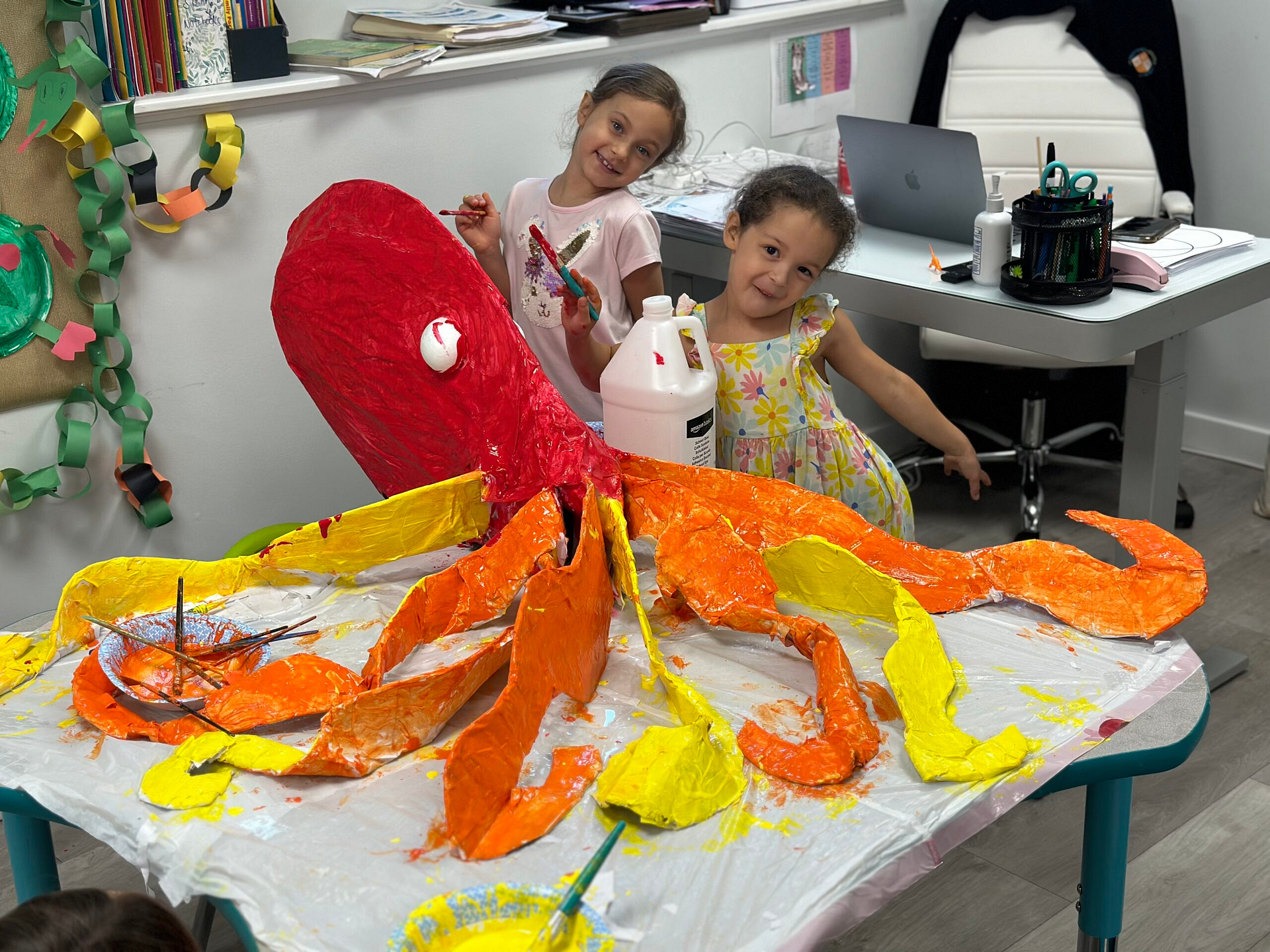 Bedford Academy students presenting an octopus exhibit