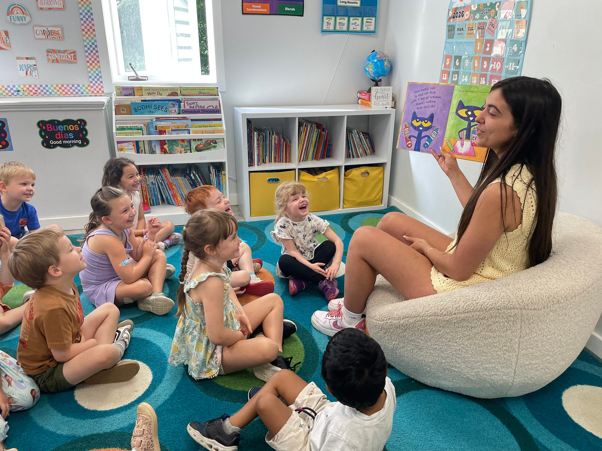 Bedford Academy teacher reading with students